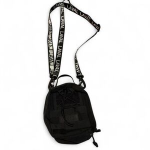 Black Crossbody Bag with Logo Strap